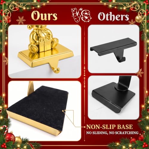 MERRI GLOW Horse Christmas Stocking Holders Set of 4 Gold Holiday Decor