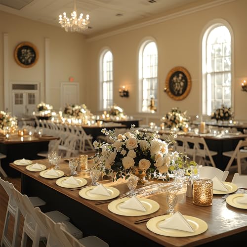 50 PCS Gold Foil Beaded Charger Plates Round Table Decor Bulk Set