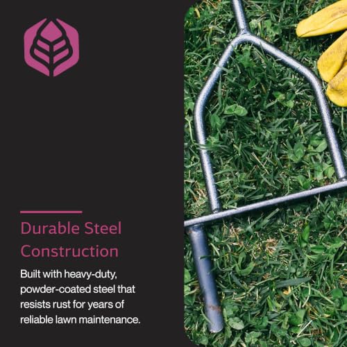 Manual Lawn Coring Aerator - Yard Butler ID-6C - Long Handle Garden Tool with Cushioned Grip