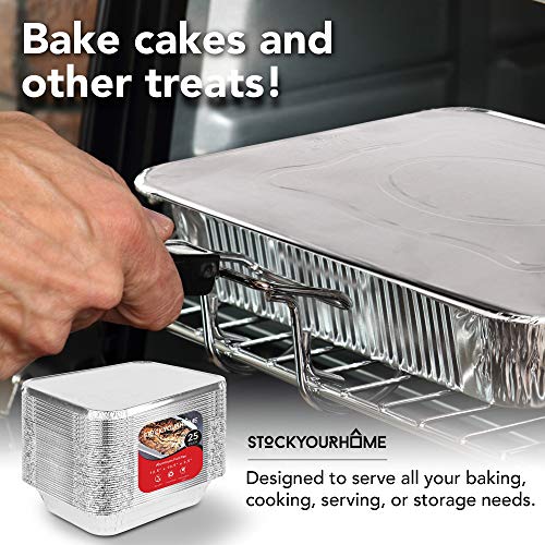 25 Pack Disposable Aluminum Pans with Lids 9x13 for Baking Cooking & Storing - Food Containers
