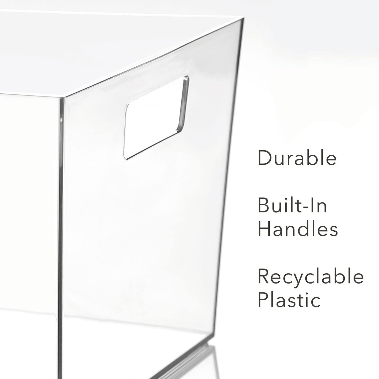 mDesign Nate Home by Nate Berkus Wide Plastic Bin with Handles | Perfect Organizer for Kitchen Storage or Fridge, and Pantry Organization from mDesign - Set of 2, Clear
