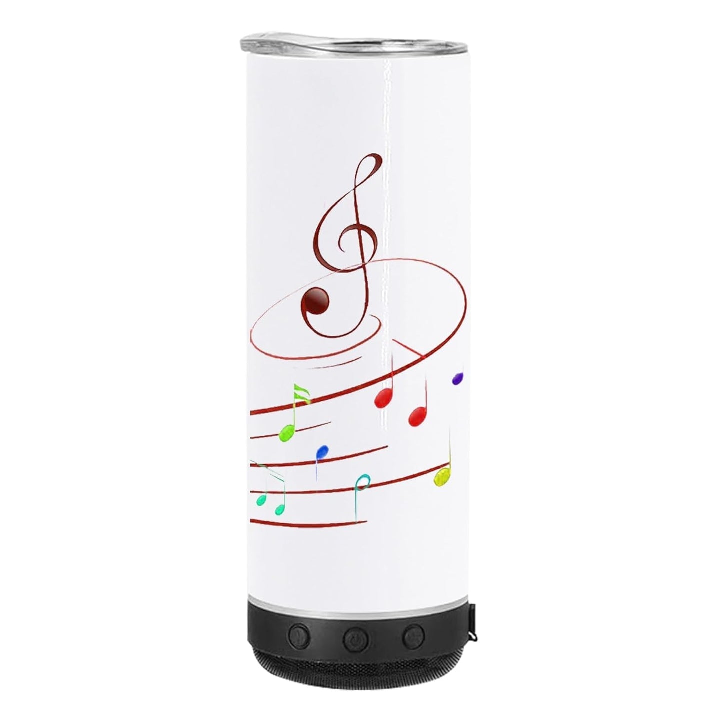VACVOU 1Pcs 20oz Sublimation Music Speaker Blank Tumbler Cup with Lid Double Wall Vacuum Insulated Bluetooth Speaker Skinny Straight Tumblers (black, 1)