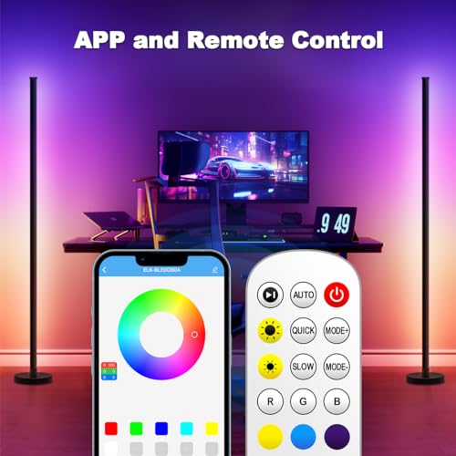 Halucky 63-Inch RGB Corner Floor Lamp 2 Pack with Music Sync & App Control