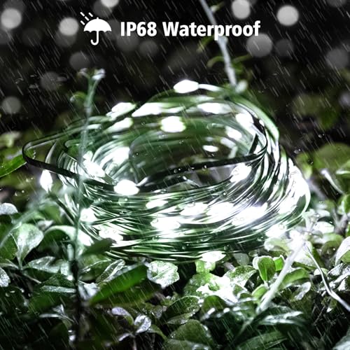 EchoSari 2 Pack 33Ft Waterproof Fairy String Lights Cool White with Remote & 8 Modes