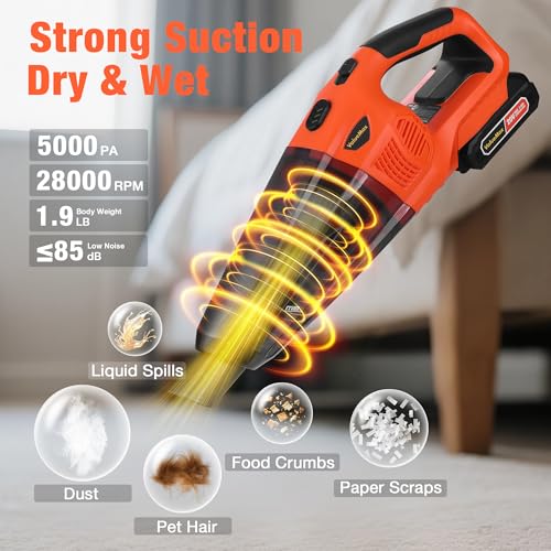 Cordless Handheld Vacuum Cleaner 20V Rechargeable with Attachments
