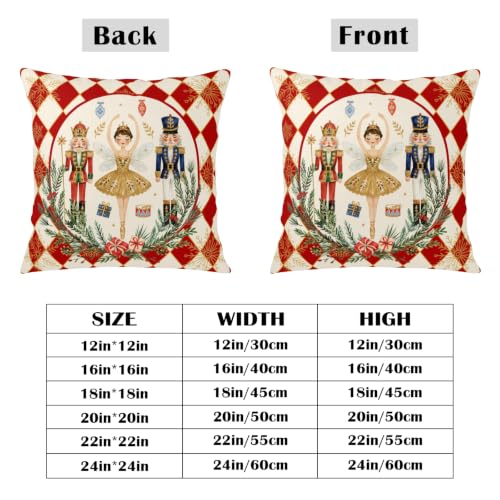 Kwlegh 18x18 Christmas Pillow Covers 2 Pack Nutcracker Diamond Grid