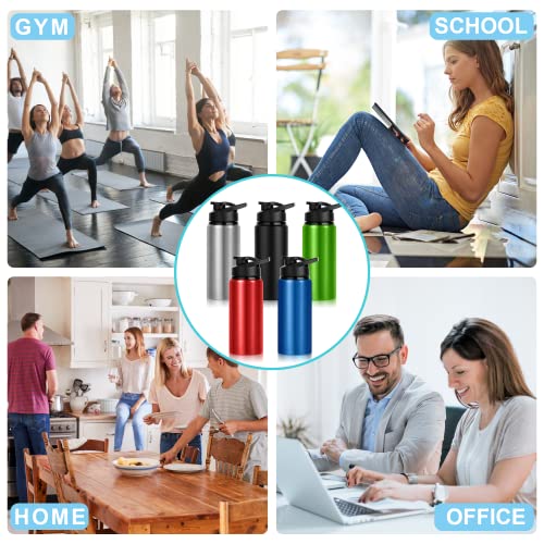 Black 20oz Aluminum Water Bottles Pack of 10 - Leakproof Reusable Sports Bottles for Travel & Outdoor Activities