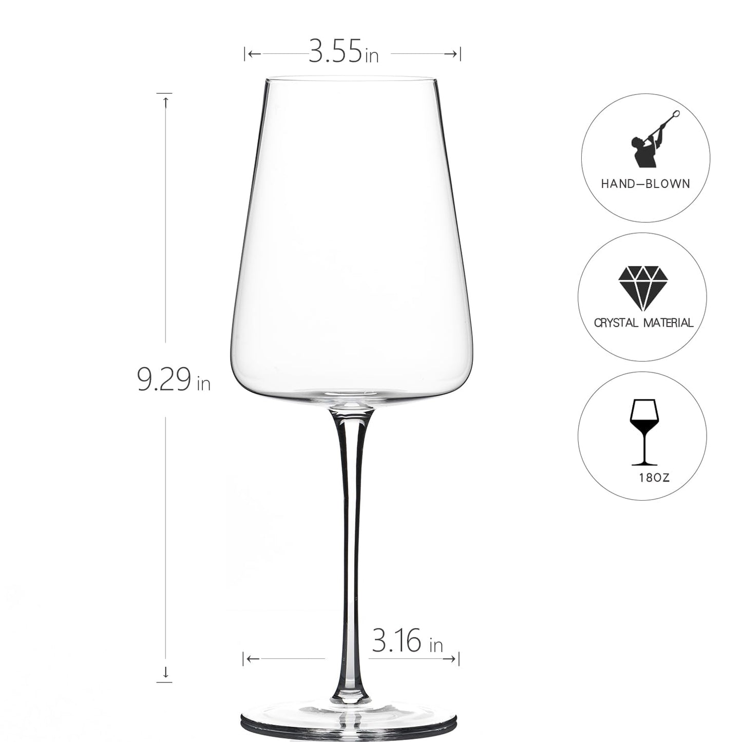 Red Wine Glasses Set of 4, Premium Crystal Wine Glasses Hand Blown,20 oz,Thin Rim,Long Stem,Perfect for Red or White,Daily Use,Unique Wedding Anniversary or Birthday Gift