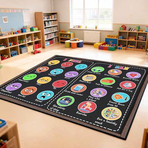 Classroom Rug 5x7 ft Calming Corner Rug - Blackboard/Black Variation