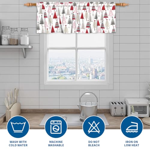 Wnoesat Christmas Tree Valance 54x18 in Red Grey Window Curtain