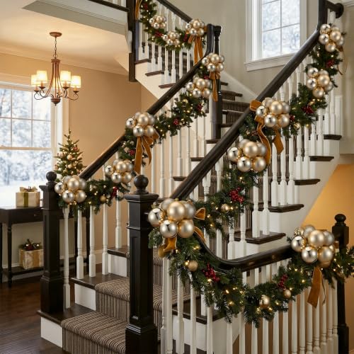 Soulchen 24 Pack Gold Christmas Ornament Picks - Shatterproof Holiday Decor