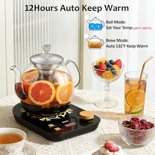 Black Electric Tea Maker with Infuser, Precise Temperature Control, 0.8L
