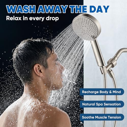 Cobbe All Metal Brushed Nickel 3-Spray Shower Head with Handheld, High Pressure, Detachable Wand & Hose