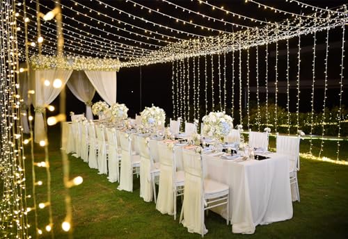 Solhice Warm White LED Curtain Lights 50ft x 10ft Outdoor Indoor Wedding Decor