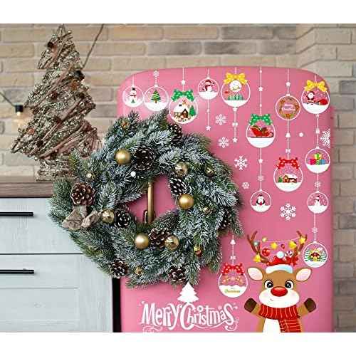MISS FANTASY Christmas Window Clings Decorations 10 Sheets Large Merry Snowflake Window Stickers Decals for Glass Double Sided Christmas Decorations for Home Office School Classroom