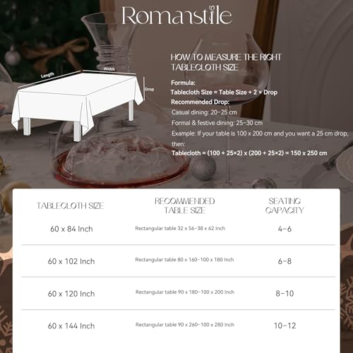 Romanstile Silver Christmas Jacquard Tablecloth 60 x 102 in with Snowflake Pattern