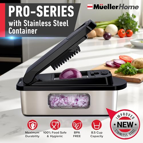8 Blade Stainless Steel Vegetable Chopper - Pro-Series 10-in-1 Kitchen Gadget