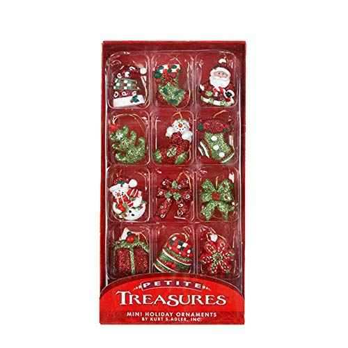 Kurt S. Adler 1.25-Inch Petite Treasures Miniature, 12 Piece Set Ornaments, Multi, Christmas