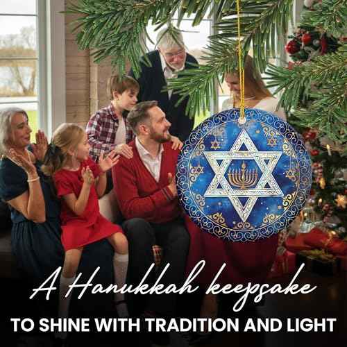 FLAGWIX Christmas Hanukkah Gifts for Men Women - Ceramic Christmas Ornaments 2025 for Tree - Hanukkah Decorations for Home, Spiritual Birthday Gifts for Mom Sister Friends, Jewish Gift Ideas