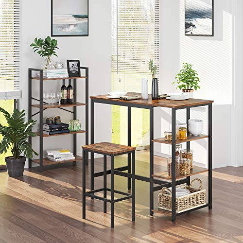 VASAGLE Industrial Bar Table with Rustic Brown Finish, 42.9W x 23.6D Inches, Sturdy Metal Frame, Easy Assembly, Variation: Ink Black