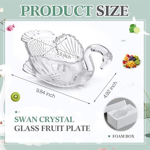 Patelai Crystal Swan Bowl Candy Dish 9.8 x 5 inch Clear Centerpiece