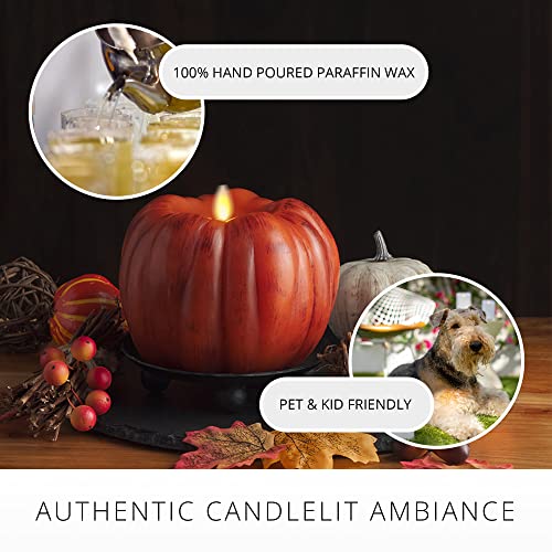 Luminara Flameless Flickering Pumpkin Candle - Antique Orange, 5.25" x 4.5"