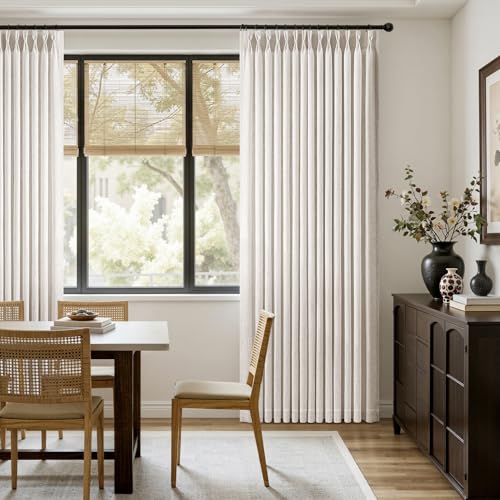 Natural Linen Curtain Panels 2 Pack 60x90 Inches - Pinch Pleat Semi Sheer