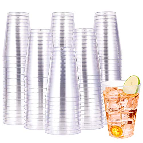 Disposable Clear Plastic Cups 16 oz - 100 Pack, Party Drinking Cups