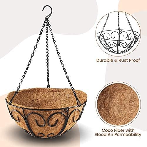 Butterfly Shape | 2 Pack Metal Hanging Planter Baskets - Round Wire Holders with Coco Coir Liners for Indoor/Outdoor Garden Decor