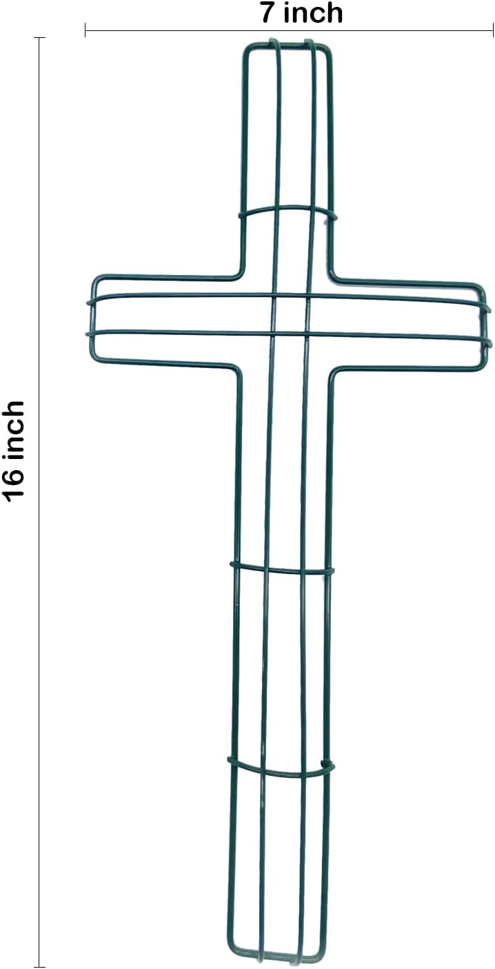 SOHAIL Cross Shaped Metal Wire Wreath Frame - 16 Inch Green for Easter & Christmas Decor (2PCS)
