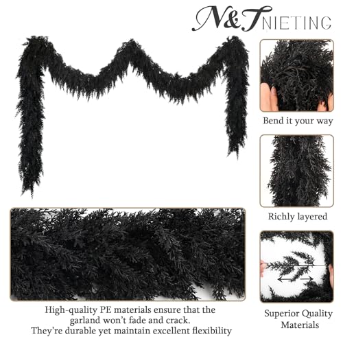 Black Cedar Garland 9FT Pack of 2 Halloween & Christmas Decorations - Variation of THIS listing
