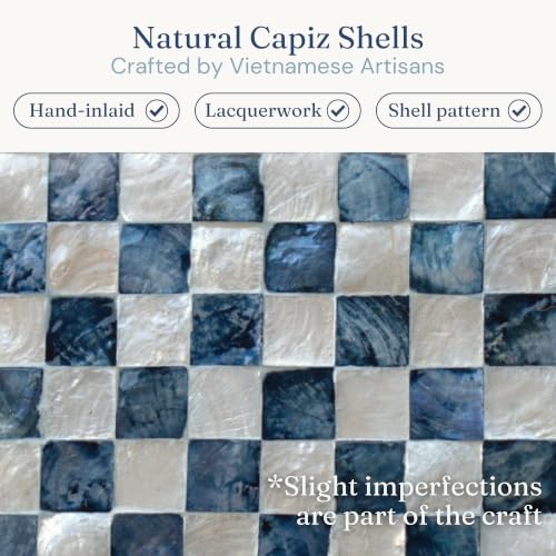 Navy Blue Decorative Capiz Box Set - Keepsake Trunks for Home Decor