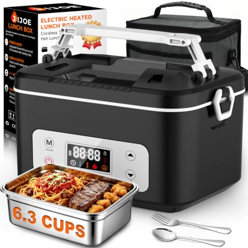 Cordless Electric Heated Lunch Box, 25000mAh Auto Heating Timer
