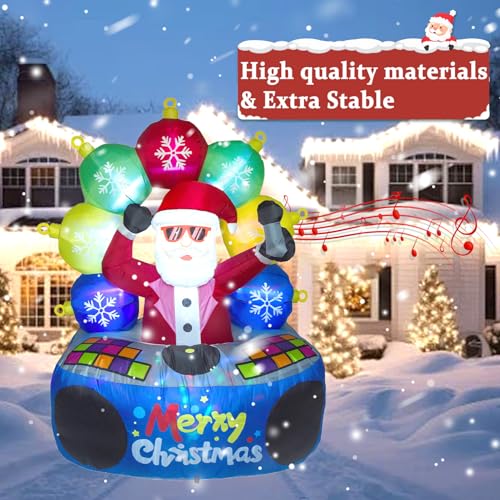 6 ft Christmas Inflatable DJ Santa with Rotating LED Lights - Outdoor Yard Decoration
