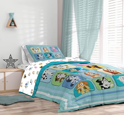 Bluey & Friends Twin Comforter Bedding Set - 5 Piece Kids Bed Set, Multi - Sunny Side Up