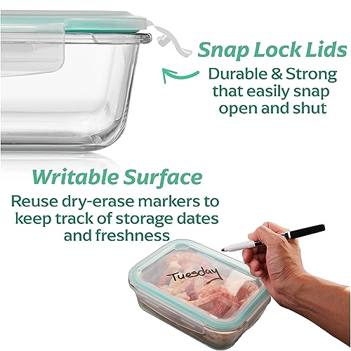 8 Pack 35 oz Glass Food Storage Containers with Airtight Lids - Microwave & Oven Safe