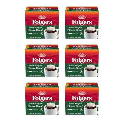 Decaf Coffee Singles - Classic Medium Roast, 19 Count Pack of 6