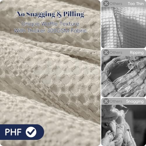 King Size No Comforter Waffle Weave Duvet Cover Set - Natural