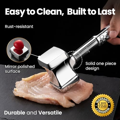 Gourmet Easy Classic Meat Tenderizer Tool - Original Edition, Heavy-Duty Stainless Steel, Non-Slip Handle