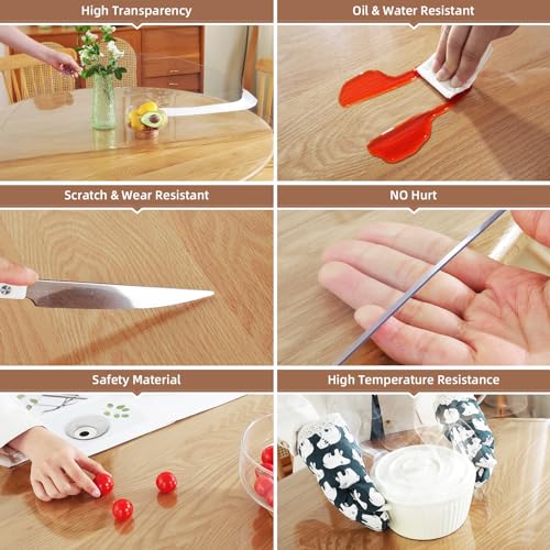 Warmstar Clear Table Protector 2mm Thick 48-Inch Round Cover - Food Safe, Scratch & Spill Protection