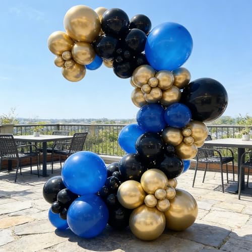 110pcs Black and Gold Balloons, 18/12/10/5 Inch Metallic Balloons
