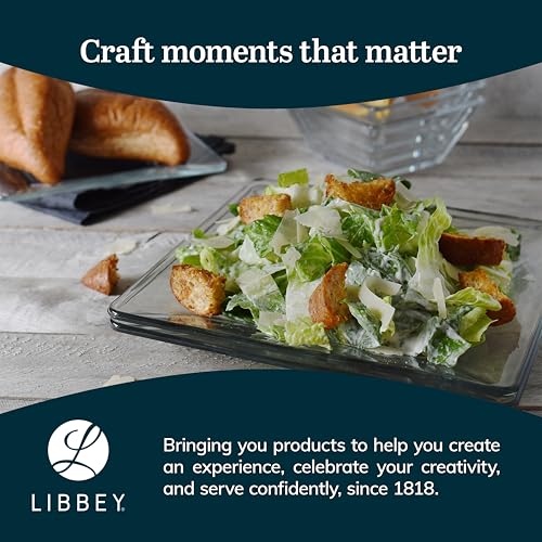 Libbey Tempo Square Glass Dinnerware Set - 12 Pieces, Dishwasher Safe