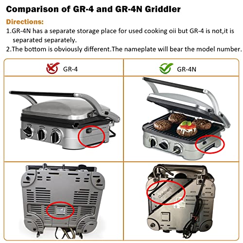 Large Reversible Grill & Panini Press Replacement Plates for Cuisinart Griddler