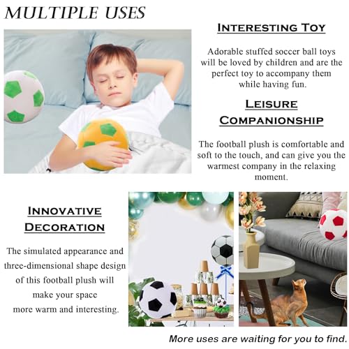 zhidiloveyou 9" Plush Soccer Ball Stuffed Toy, Plush Football Pillow Soccer Gift for Kids, Red-White