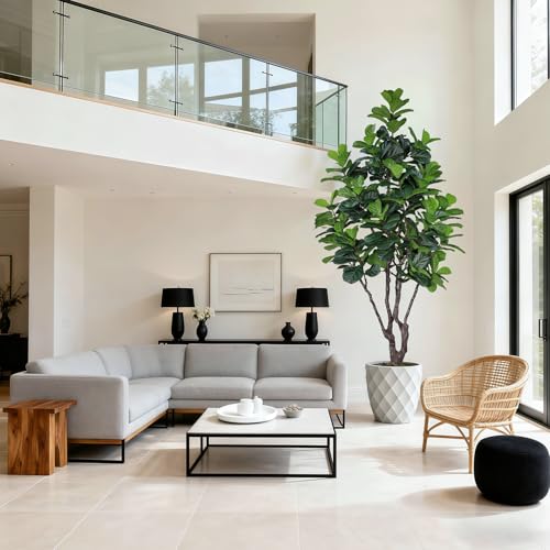 8FT Faux Fiddle Leaf Fig Tree - Realistic Artificial Indoor Plant, JOZHENJU