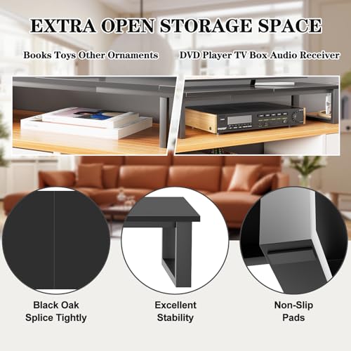 59 Inch TV Riser Stand with Steel Legs - Black, Fits 32-75 Inch TVs