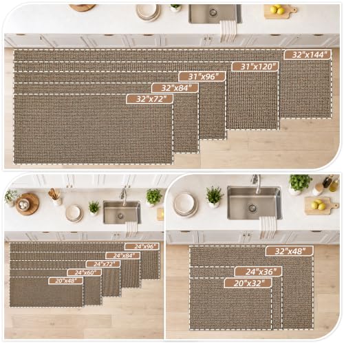 Kitchen Runner Rugs 24x60 Taupe Non-Slip Floor Mat for Kitchen Protection