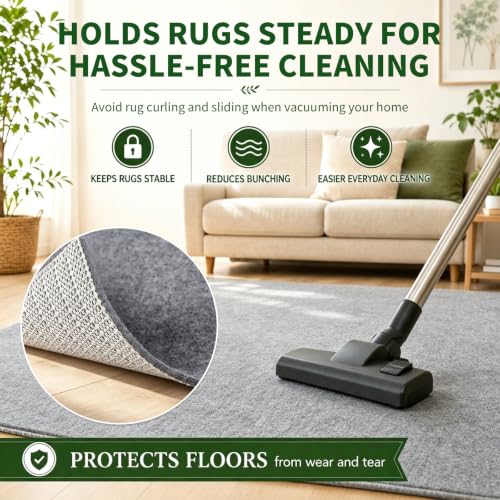 Enjoy Holiday 1981 8x10 ft Grey Non-Slip Rug Pad with Double Felt & Rubber Layer