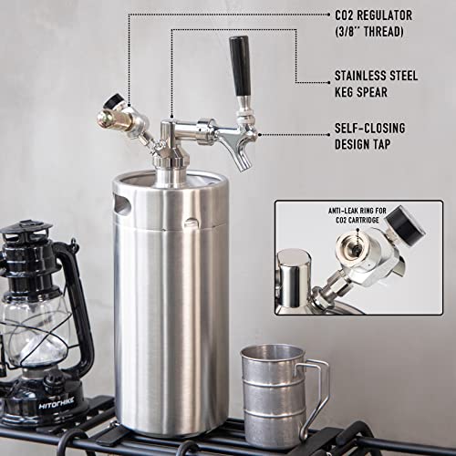 128oz Stainless Steel Mini Keg Growler with Pressurized Home Beer System