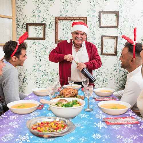 GREHUMOR Winter Snowflake Plastic Tablecloth Decorations 3 Pack Blue and Purple Snowflake Winter Wonderland Disposable Table Cover for Christmas Birthday Party Decorations, 54x108 Inch